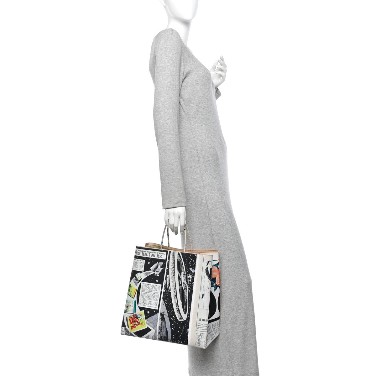 Printed Calfskin Medium Newspaper Tote Bag
