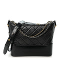 Aged Calfskin Quilted New Medium Gabrielle Hobo Black