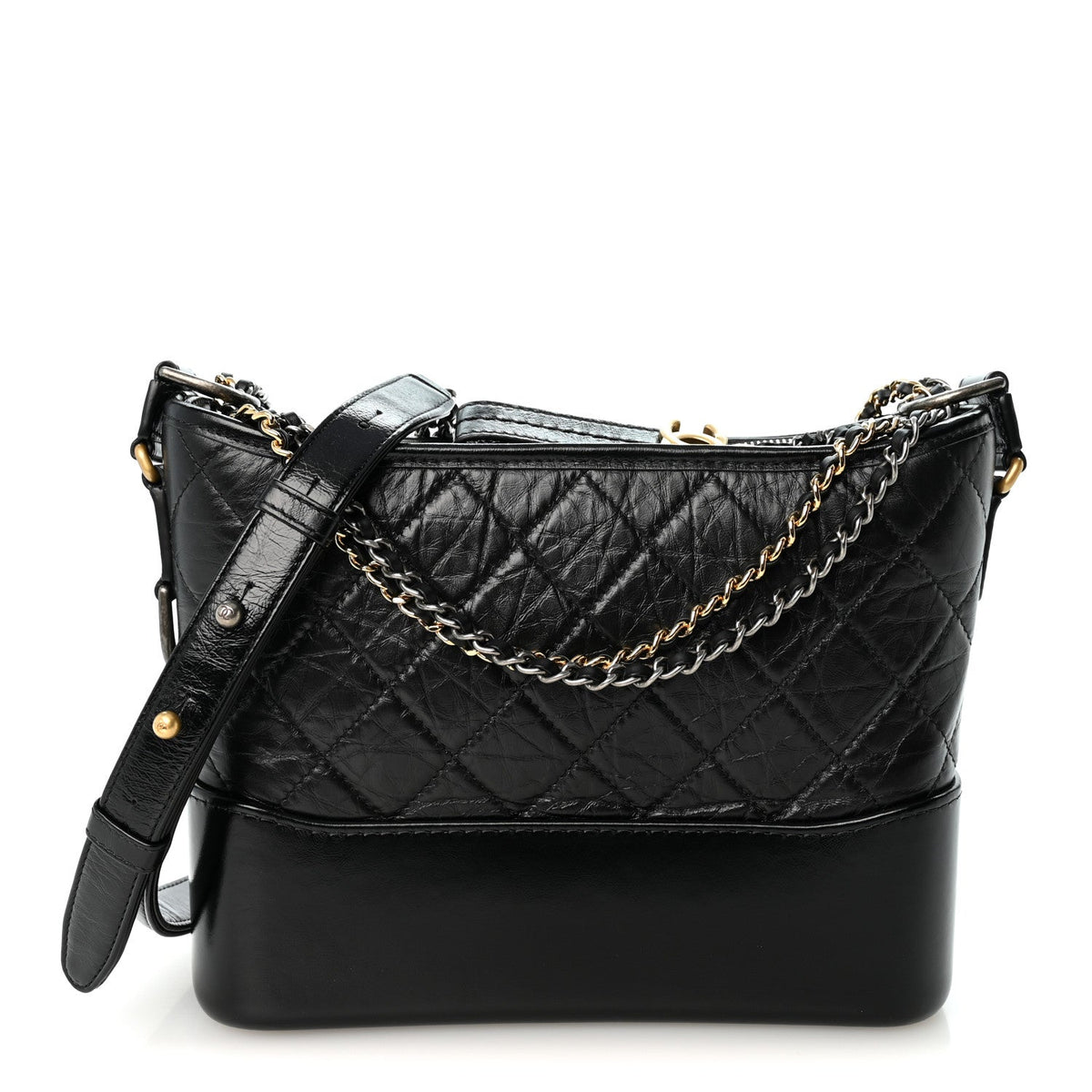 Aged Calfskin Quilted New Medium Gabrielle Hobo Black