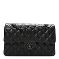 Lambskin Quilted Small Double Flap So Black
