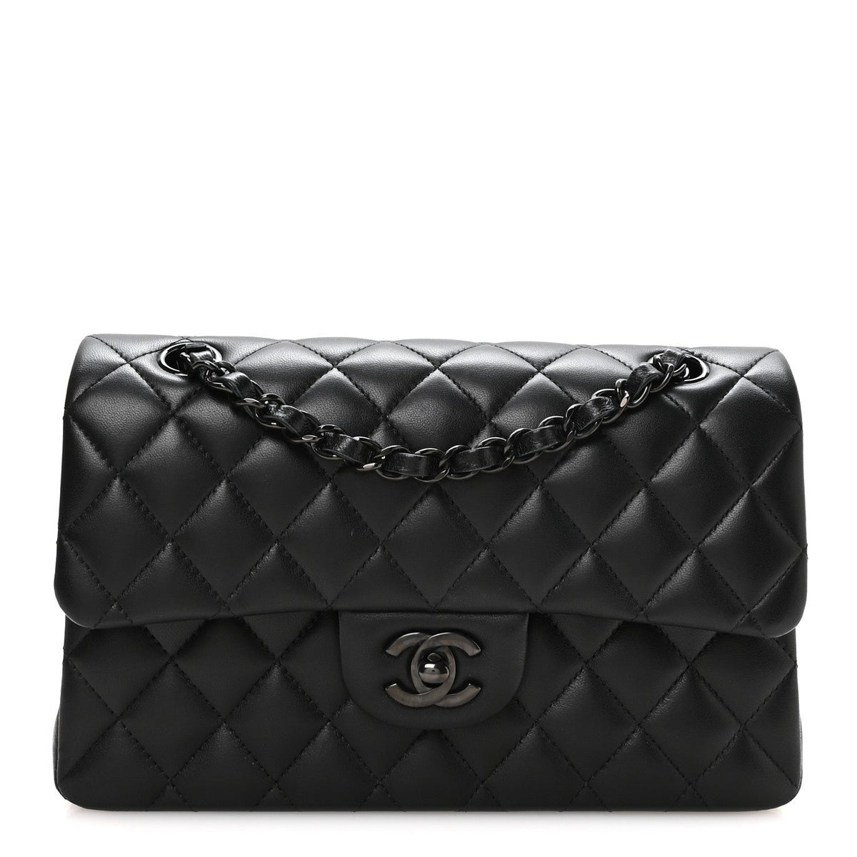 Lambskin Quilted Small Double Flap So Black