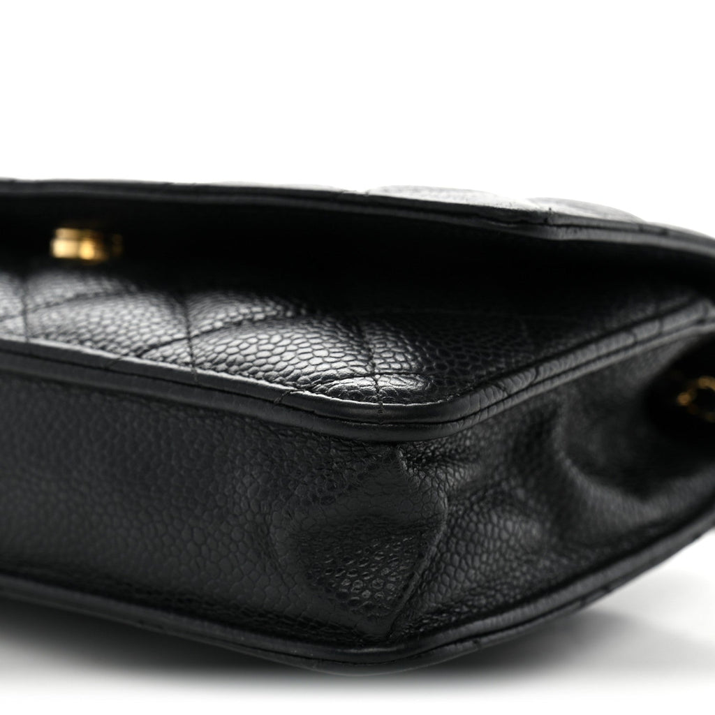 Caviar Quilted Wallet on Chain WOC Black
