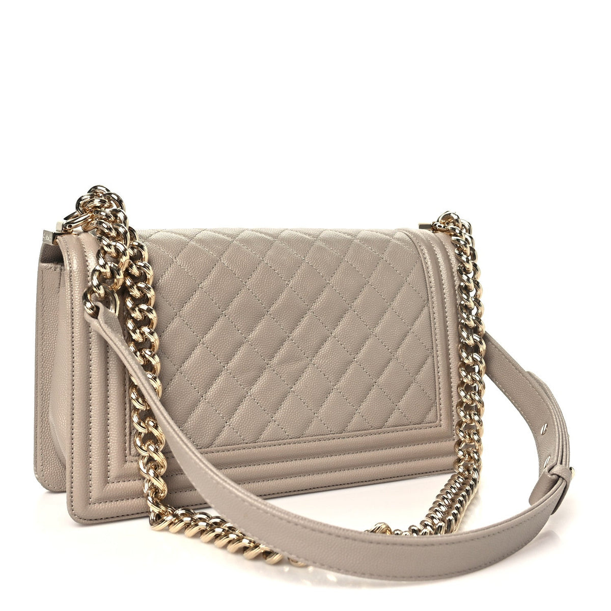 Caviar Quilted Medium Boy Flap Dark Beige