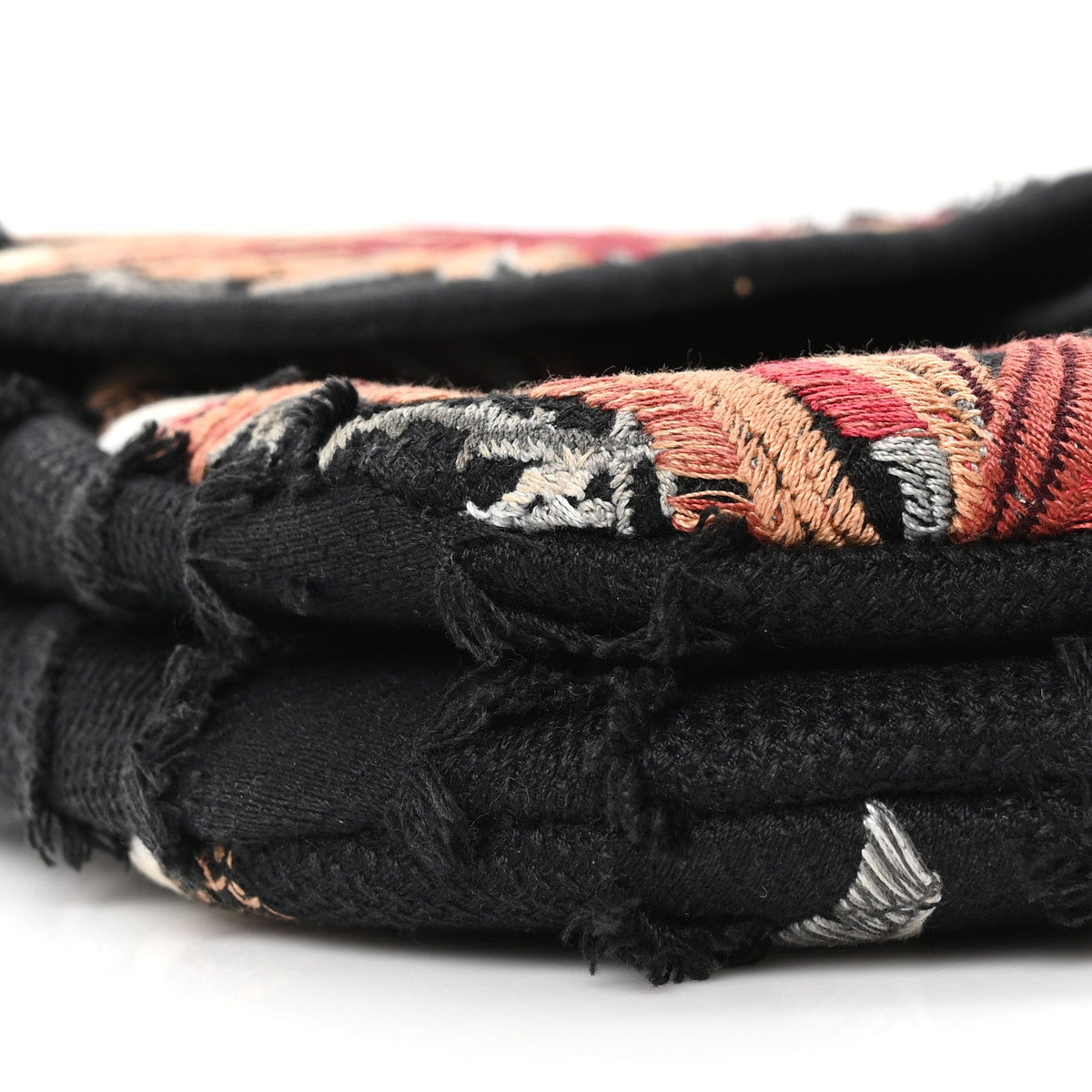 Canvas Embroidered Camouflage Flowers Saddle Bag Black Multicolor