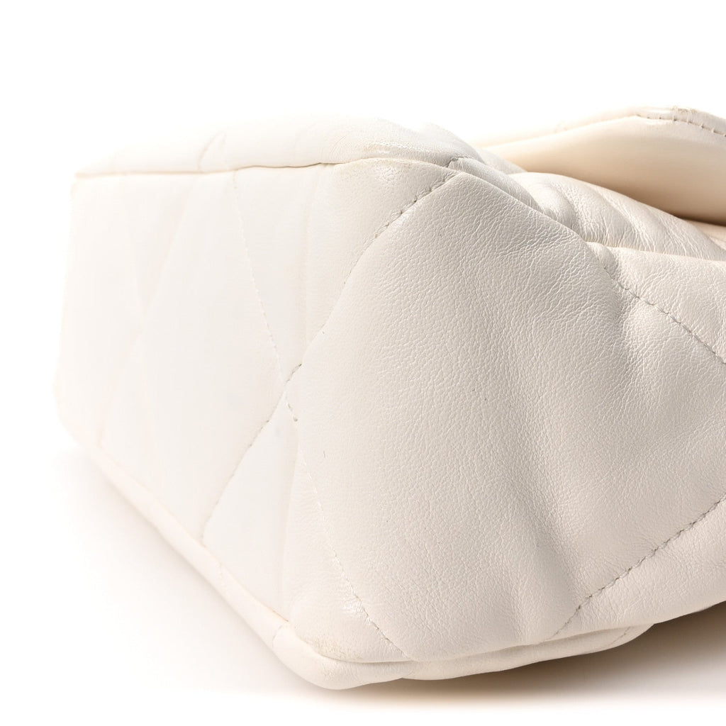 Lambskin Quilted Large Chanel 19 Flap White