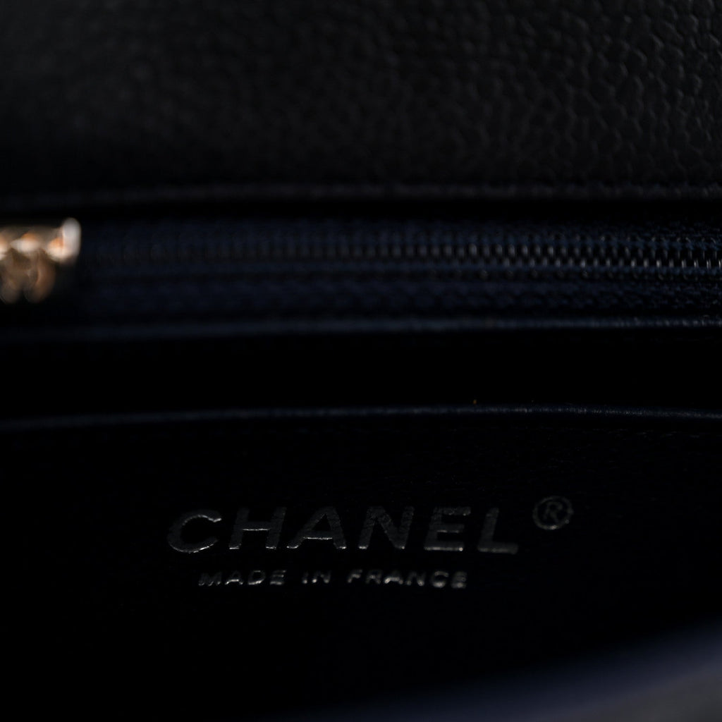 Caviar Quilted Mini Rectangular Flap Navy