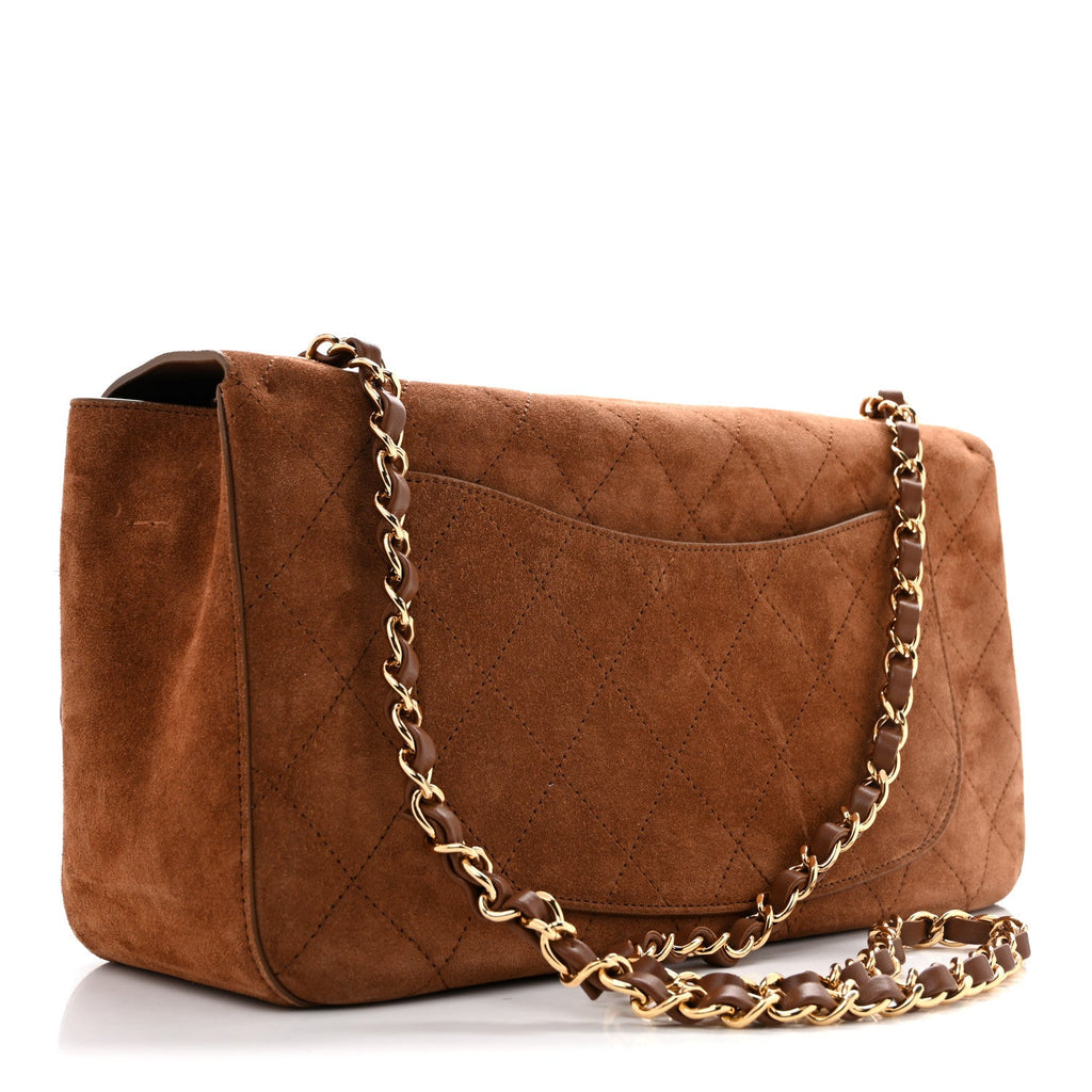 Suede Calfskin Small Souplissimo Maxi Flap Camel