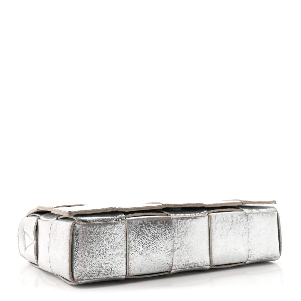 Metallic Lambskin Maxi Intrecciato Cassette Crossbody Bag Silver