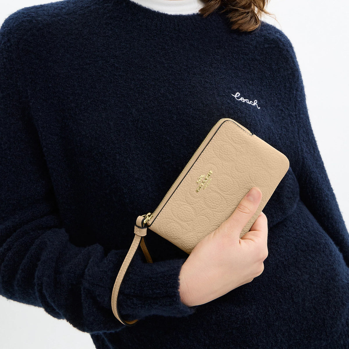 Coach Outlet Corner Zip Wristlet In Signature Leather