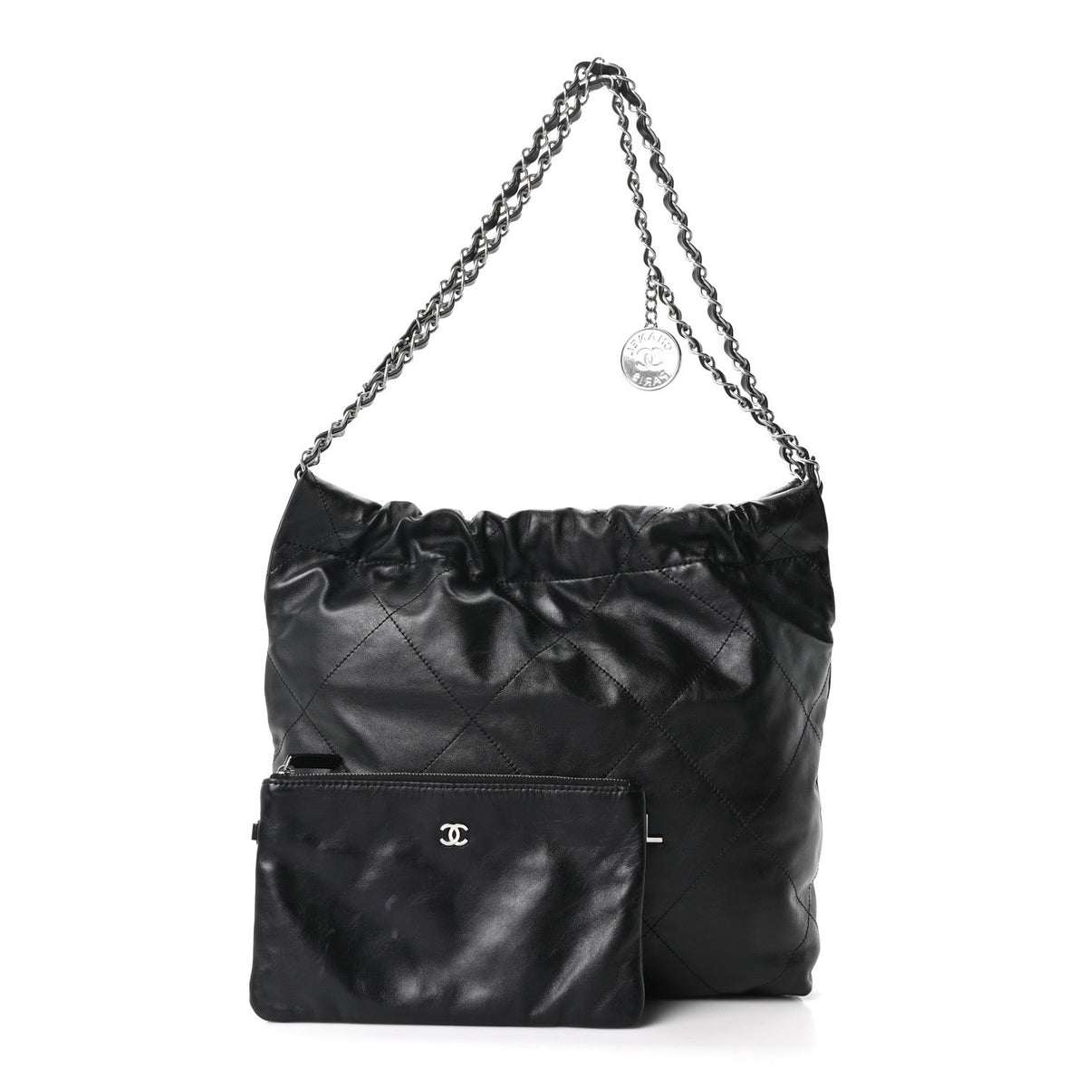 Shiny Calfskin Quilted Small Chanel 22 Black