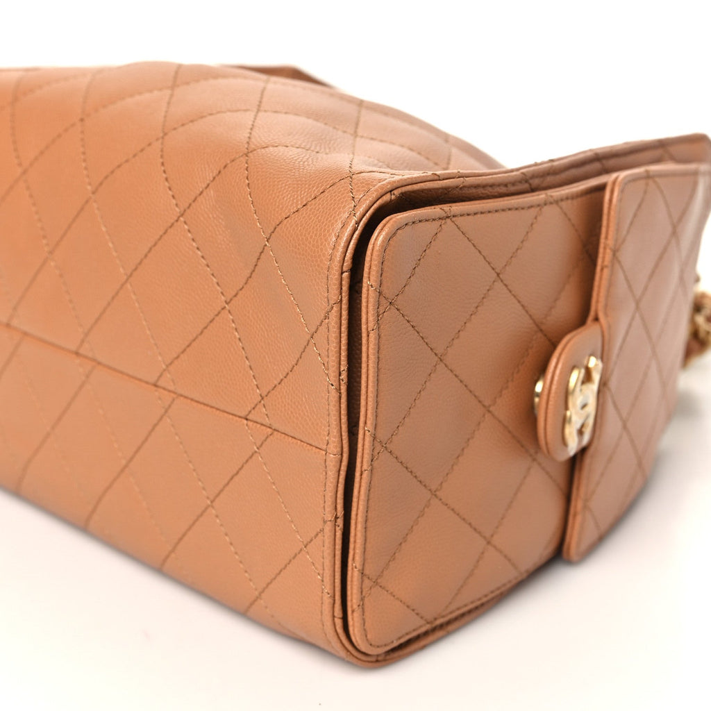 Caviar Quilted Small Chanel 25 Handbag Brown