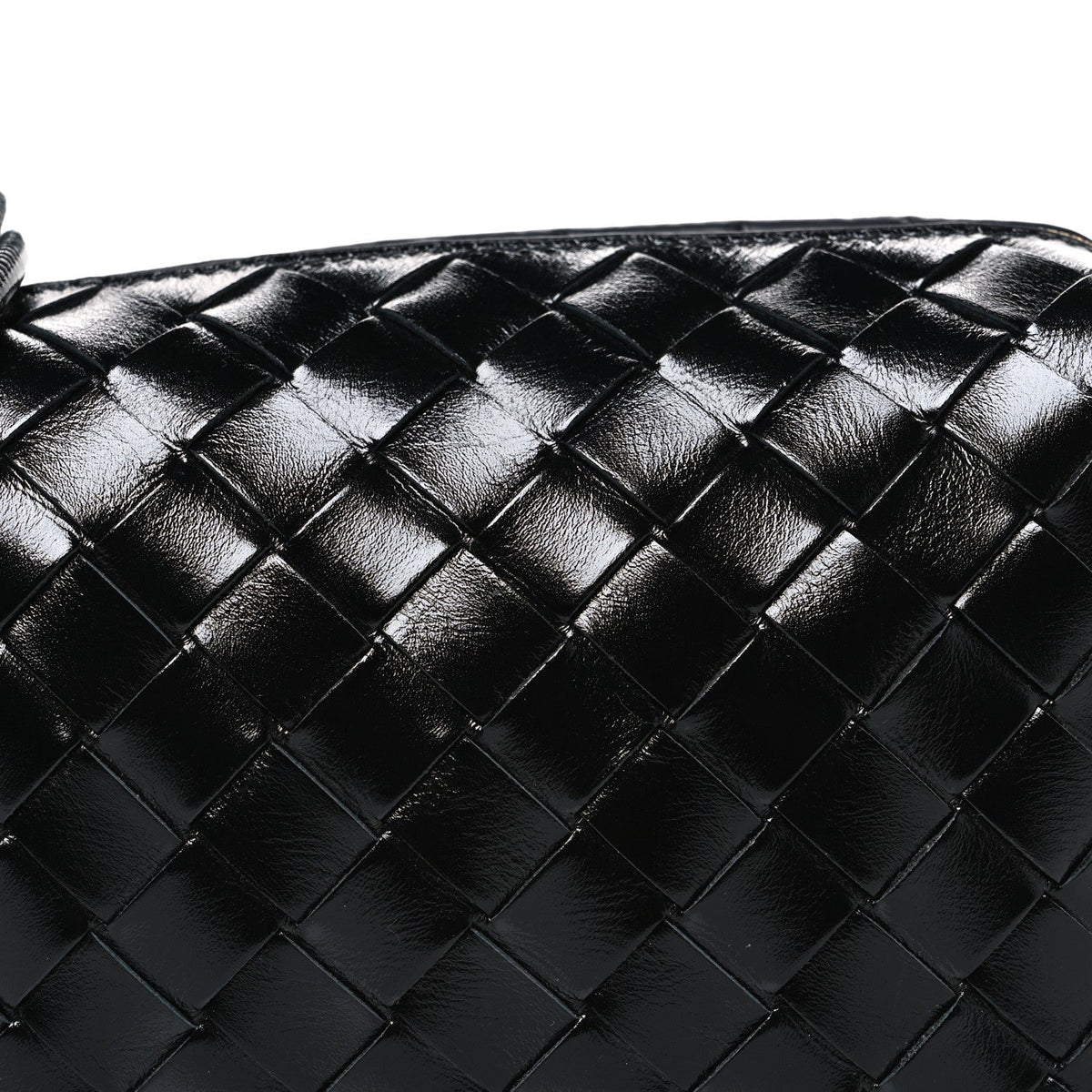 Polished Nappa Intrecciato Metallic Knot Mini Loop Camera Bag Black