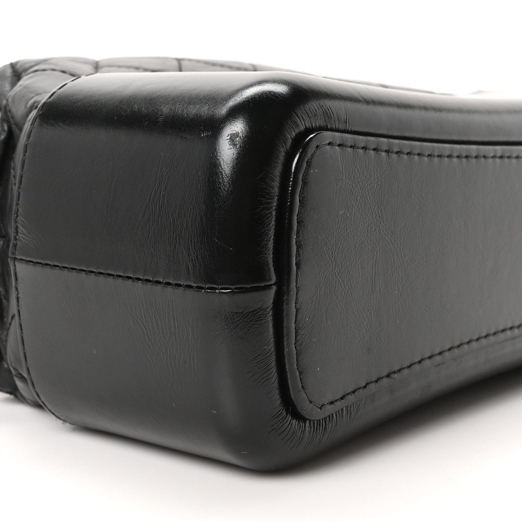 Aged Calfskin Quilted Medium Gabrielle Hobo Black