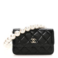Calfskin Quilted Mini Maxi Pearls Wallet On Chain WOC Black