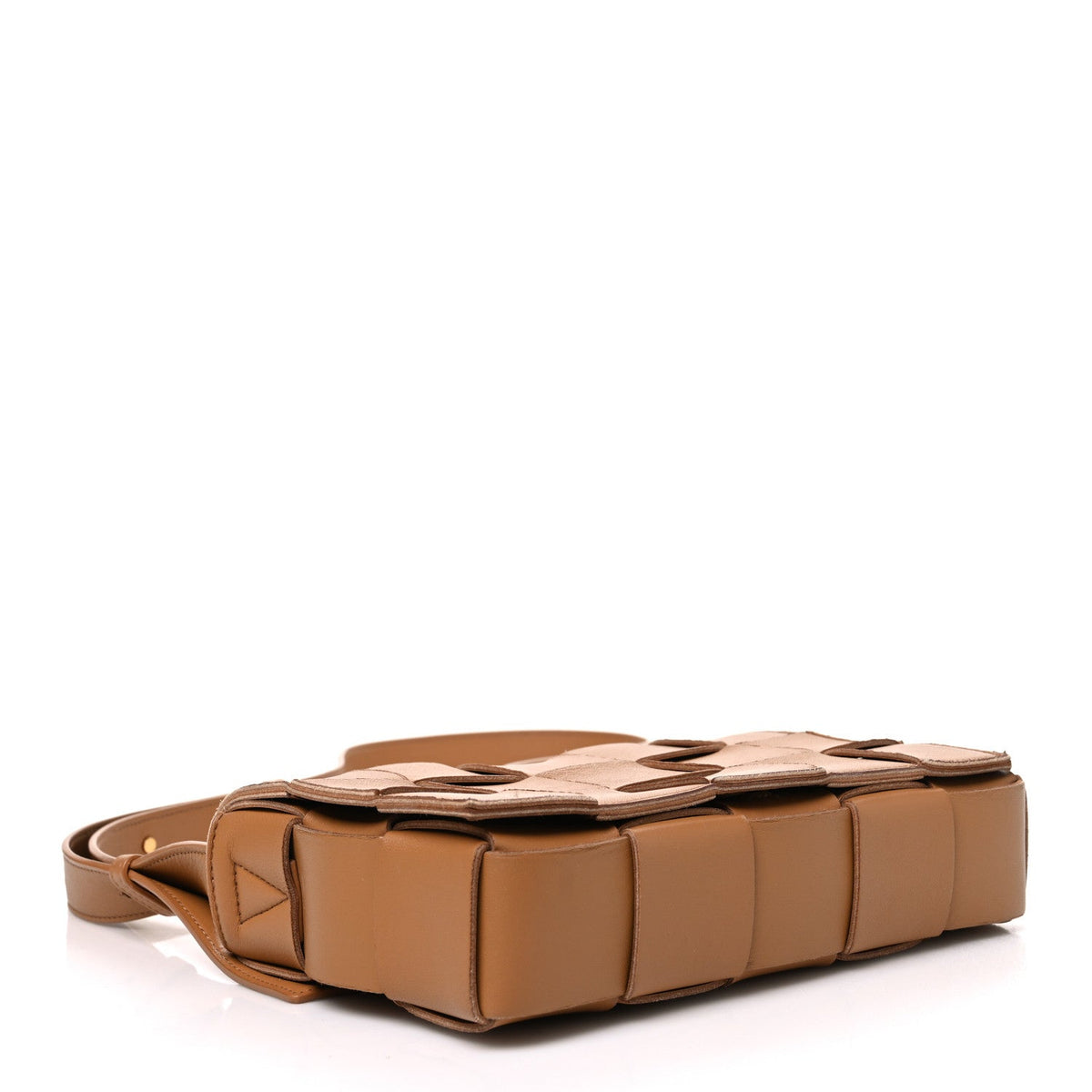 Lambskin Maxi Intrecciato Cassette Crossbody Bag Caramel