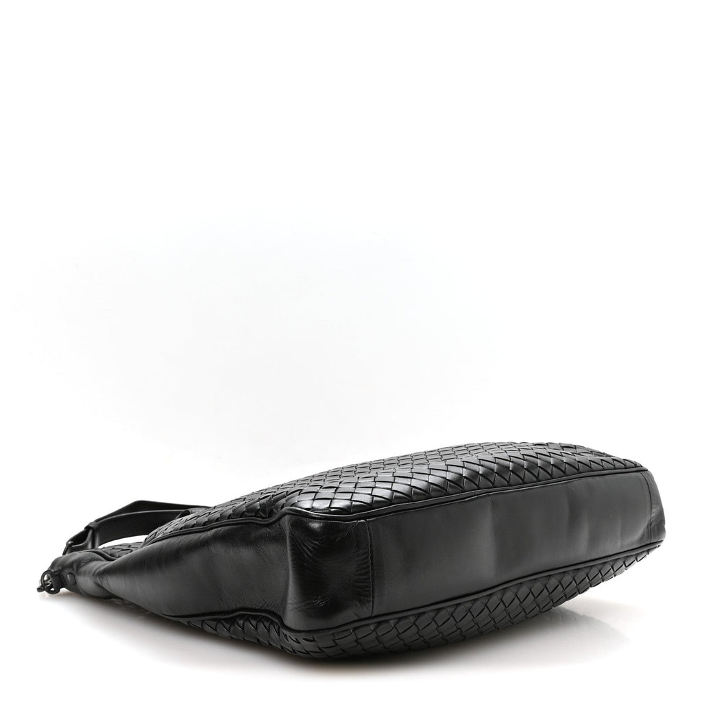 Nappa Intrecciato Front Pocket Convertible Tote  Black
