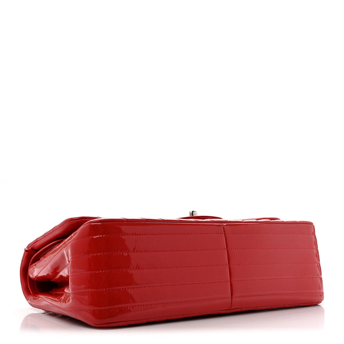 Patent Chevron Quilted Jumbo Double Flap Red