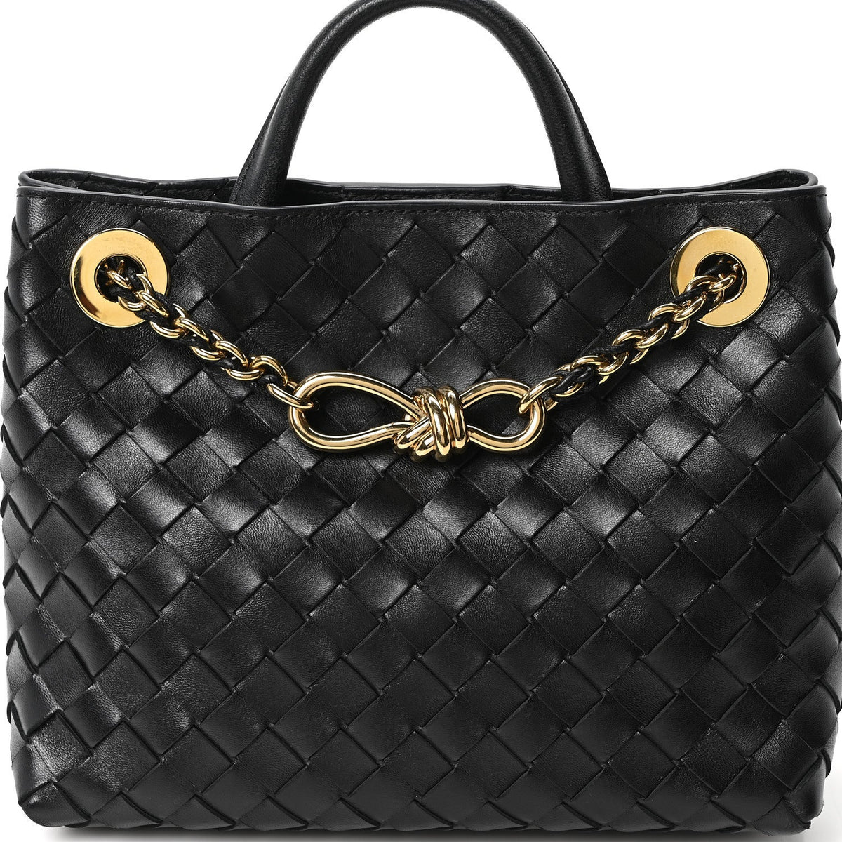Nappa Intrecciato Small Andiamo With Chain Shoulder Bag Black