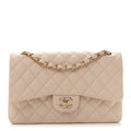 Caviar Quilted Jumbo Double Flap Light Beige