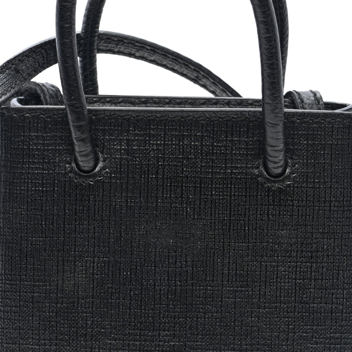 Squared Calfskin Logo Shopping Phone Holder Bag Black