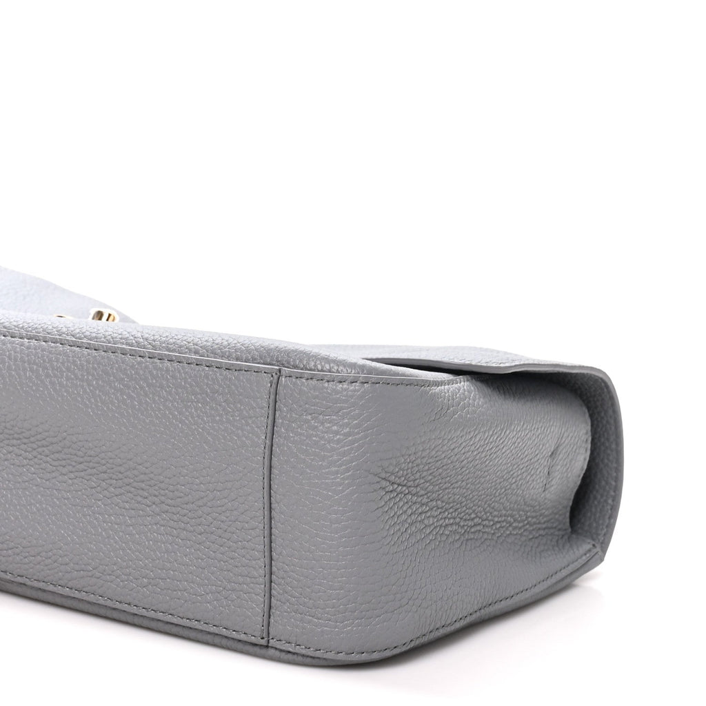 Grained Calfskin Small Souplissimo Maxi Flap Grey
