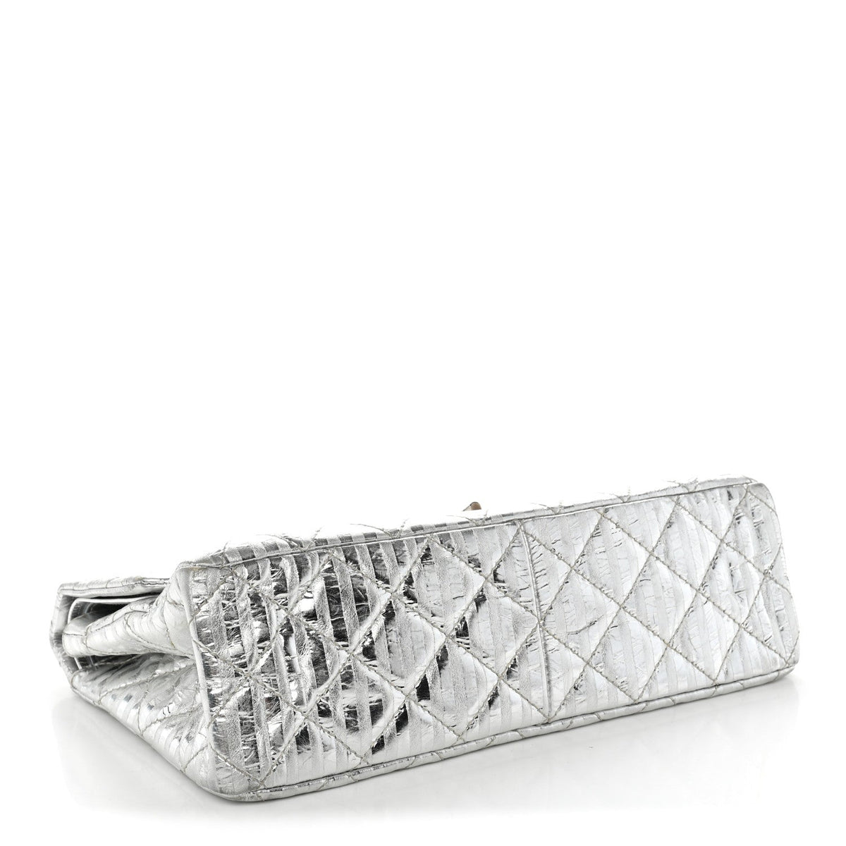 Metallic Calfskin Striped 2.55 Reissue 227 Silver