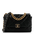 Goatskin Quilted Large Chanel 19 Flap Black