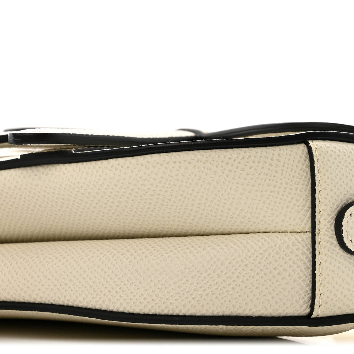 Grained Calfskin Mini Saddle Bag With Strap White
