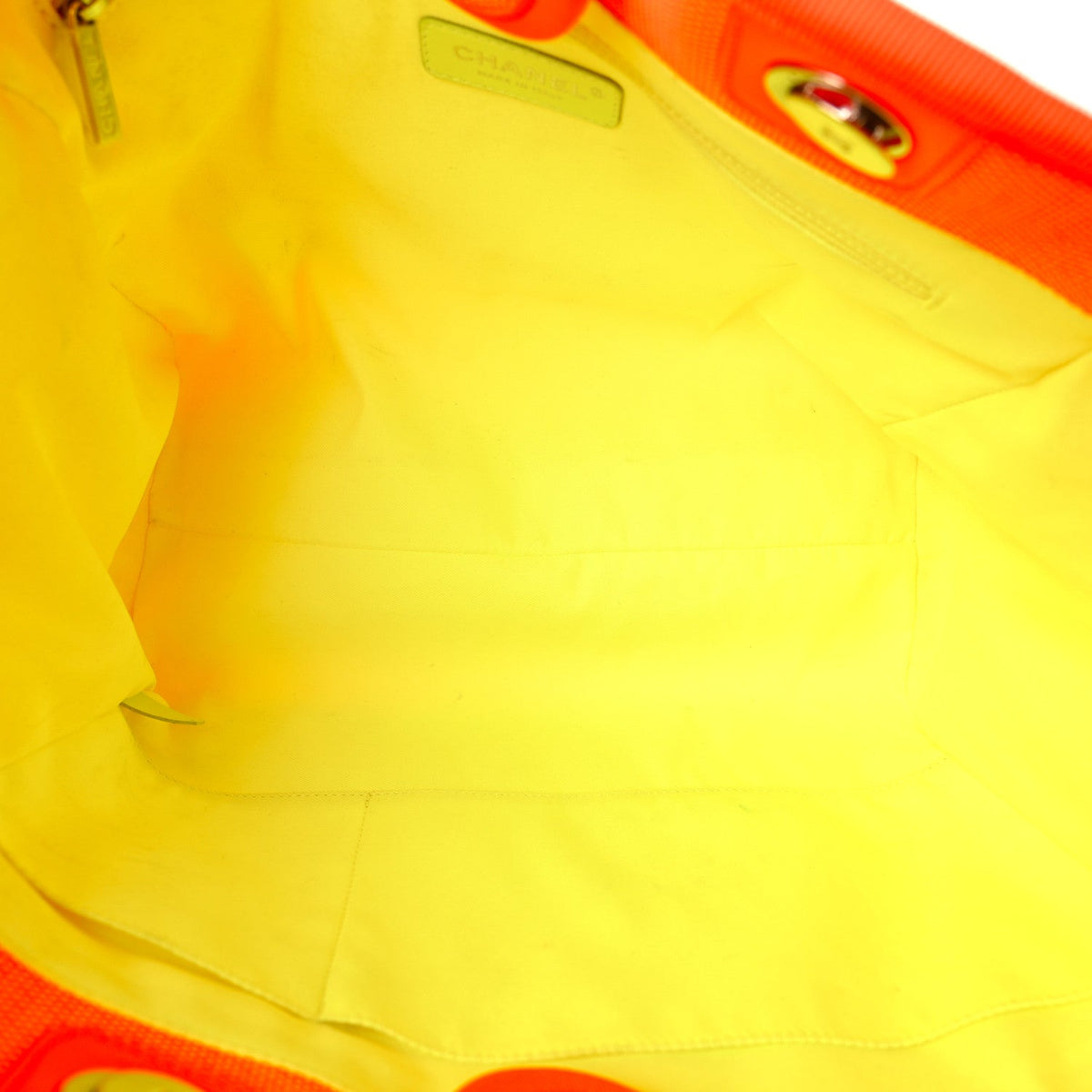 Mixed Fibers Calfskin Small Deauville Tote Orange Yellow