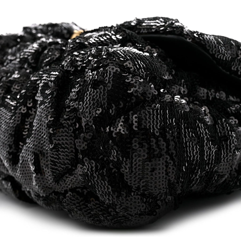 Sequin Quilted Medium Chanel 19 Flap Black