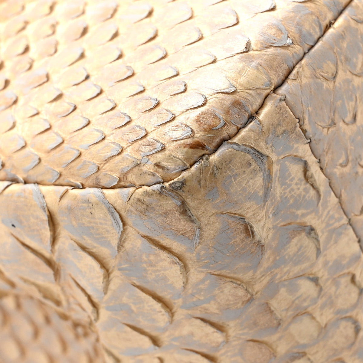 Metallic Snakeskin Mini Rectangular Flap White Gold
