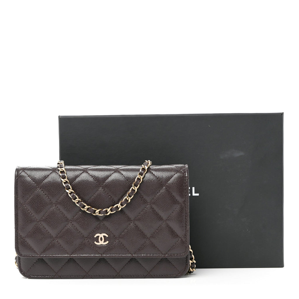 Caviar Quilted Wallet on Chain WOC Purple