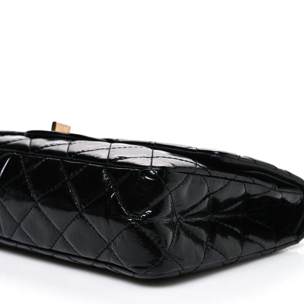 Distressed Patent Quilted 2.55 Reissue 227 Flap Black