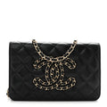 Calfskin Once Upon A Time Wallet on Chain WOC Black