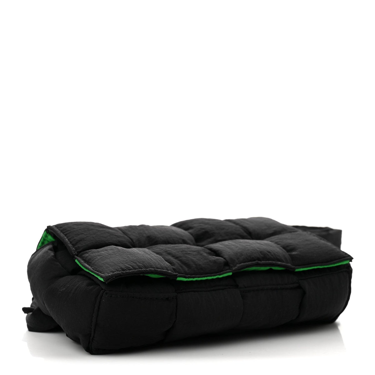 Nylon Intrecciato Padded Tech Mini Cassette Belt Bag Black Green