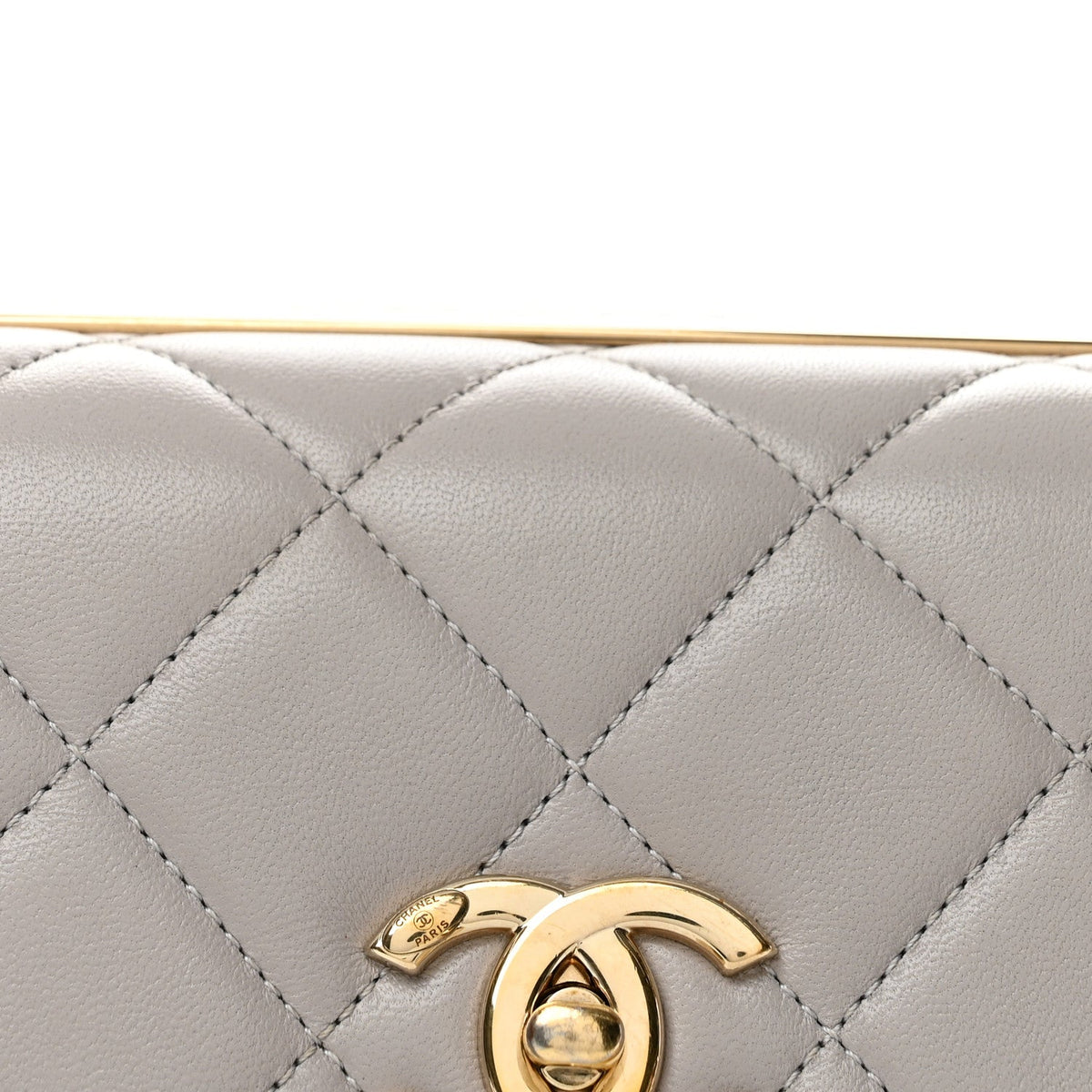 Lambskin Quilted Small Trendy CC Flap Dual Handle Bag Light Grey