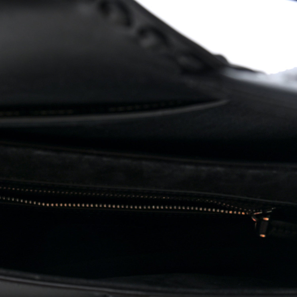 Calfskin Studded Saddle Bag With Strap Black