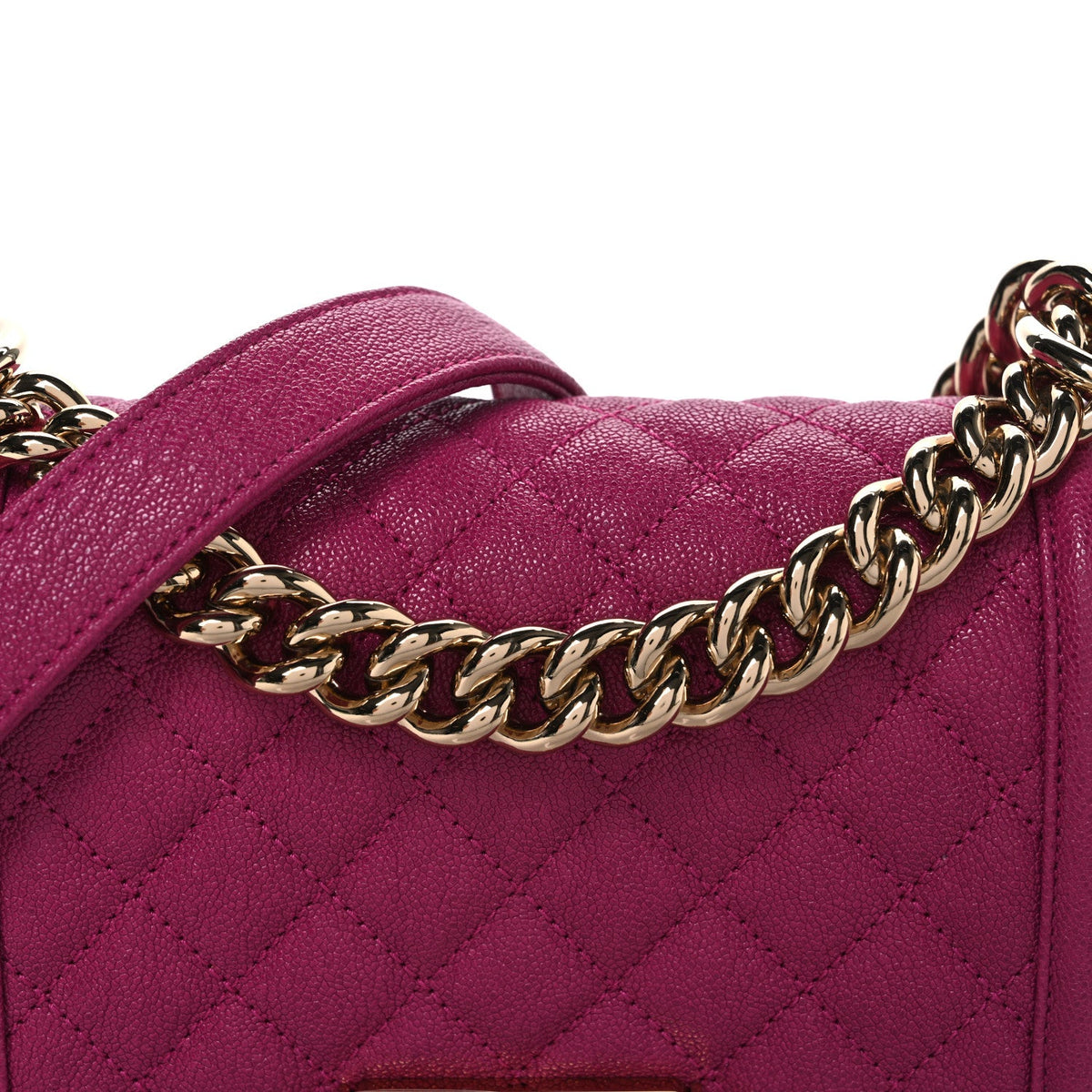 Caviar Quilted Small Boy Flap Fuchsia