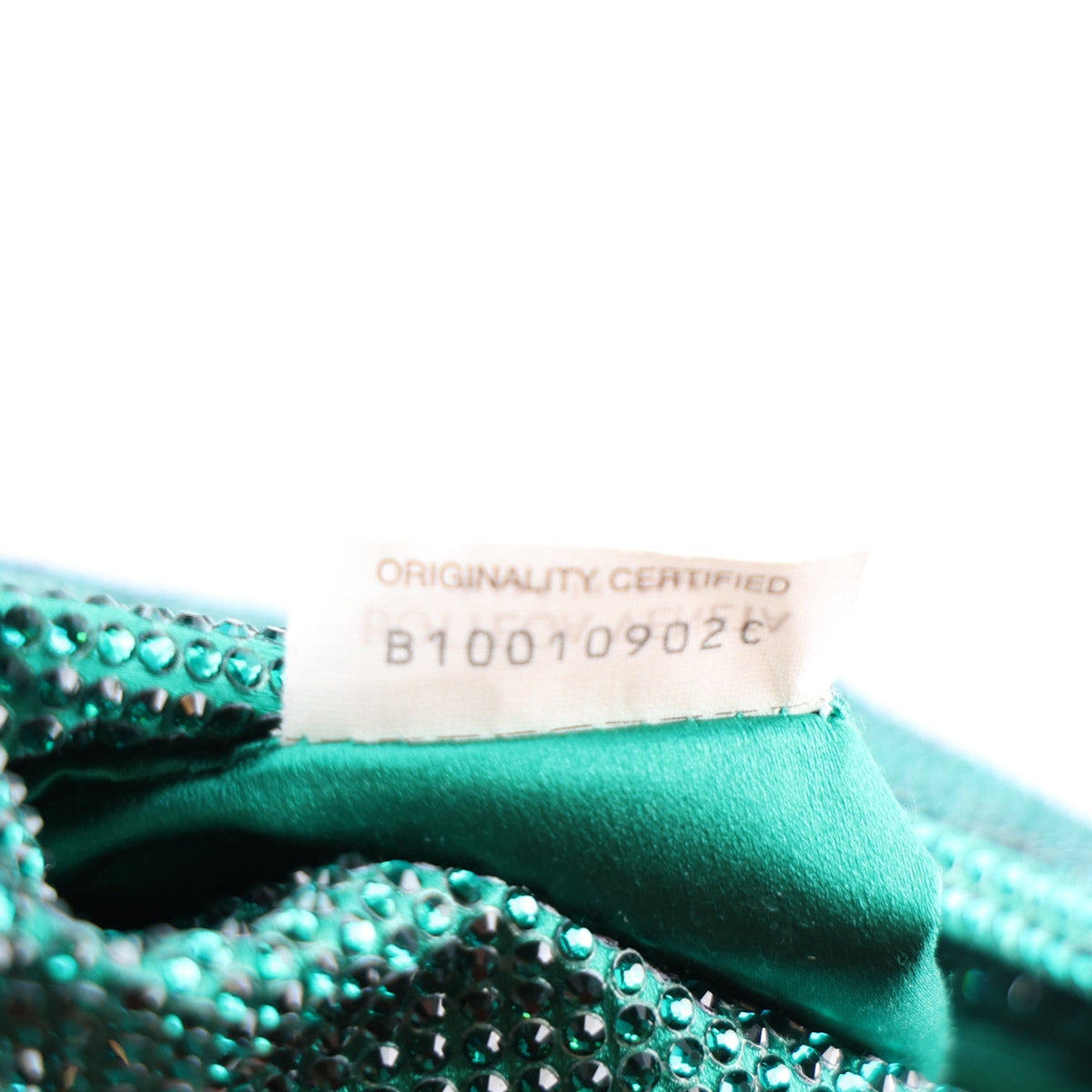Crystal Embellished Satin Mini Hotfix Jodie Emerald