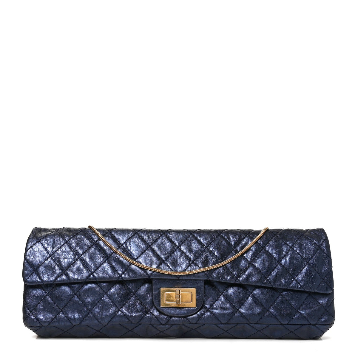 Metallic Calfskin 2.55 Reissue East West Clutch Blue