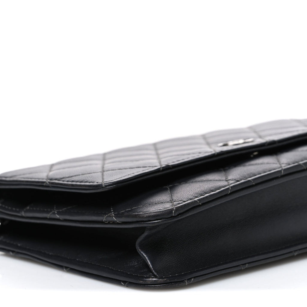 Lambskin Quilted Wallet On Chain WOC Black