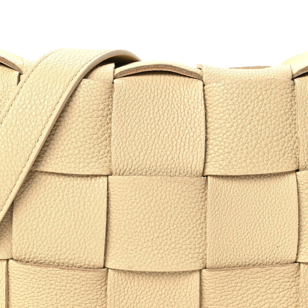 Grained Calfskin Maxi Intrecciato Cassette Crossbody Bag Porridge