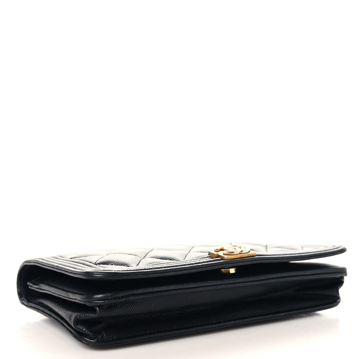 Caviar Quilted Boy Wallet On Chain WOC Black