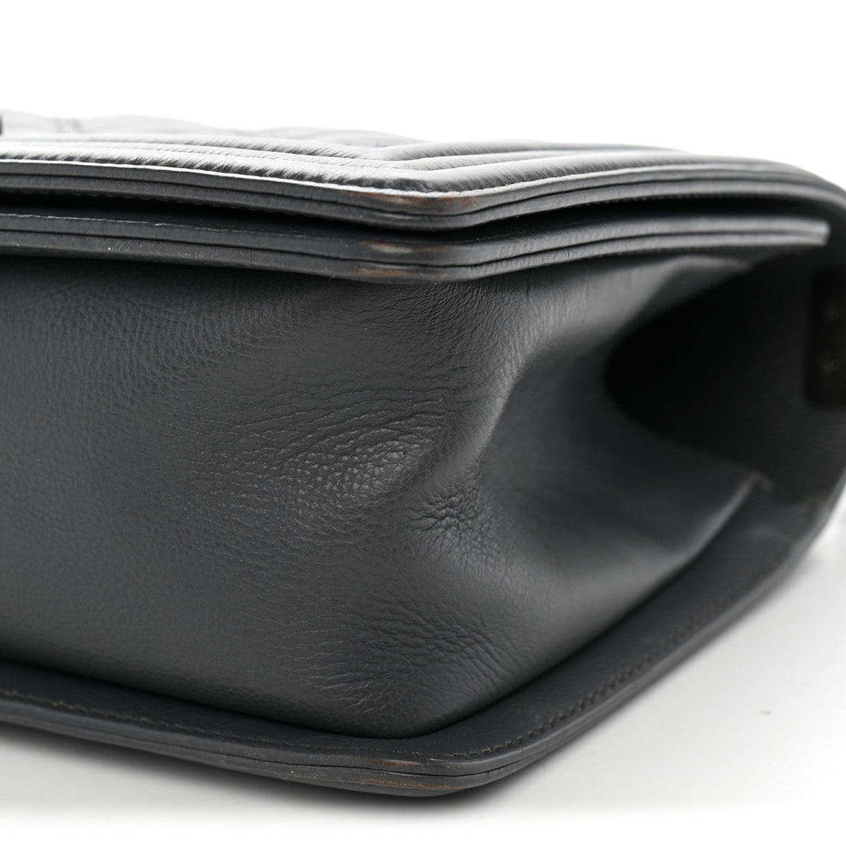 Calfskin Double Stitch Medium Boy Flap Grey