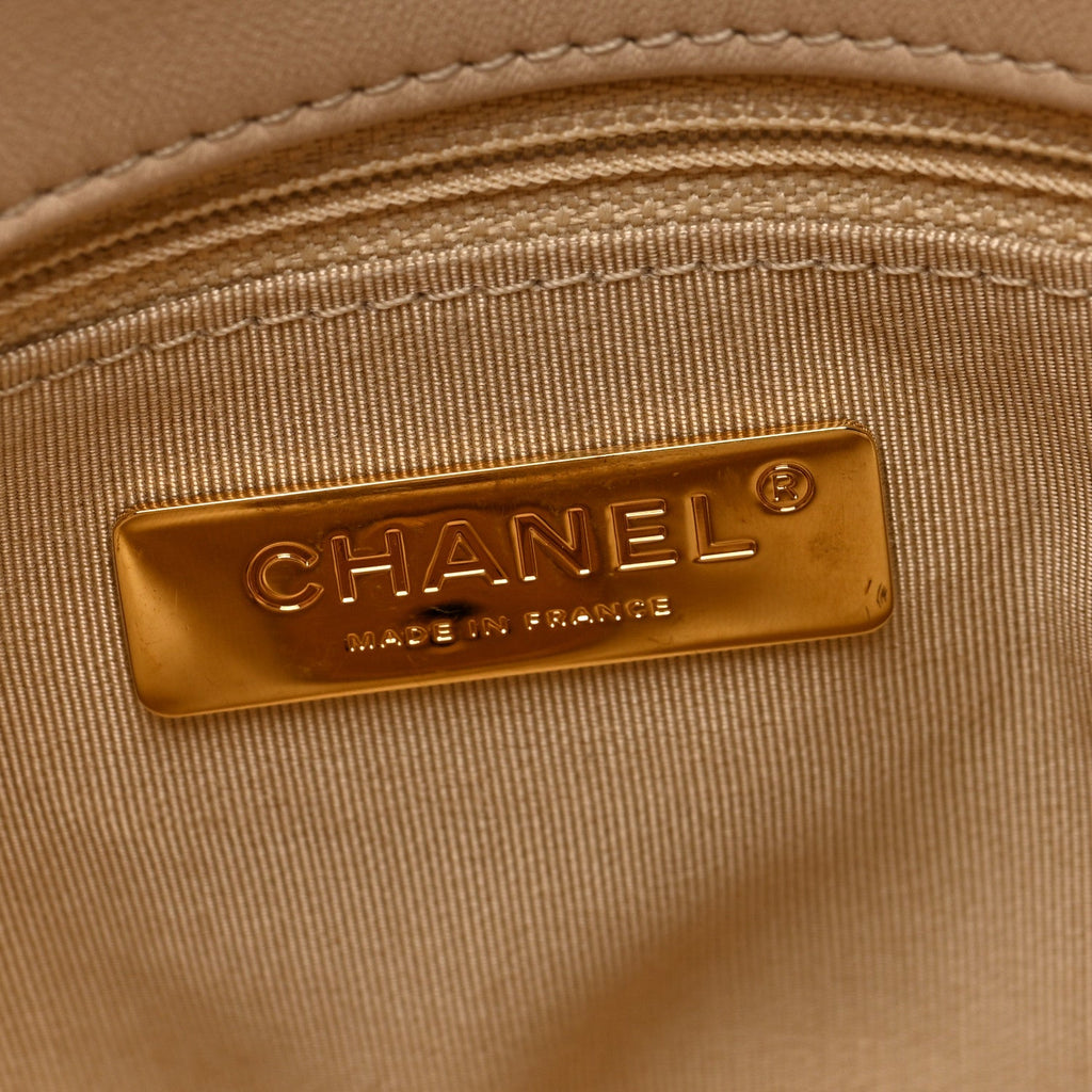 Lambskin Quilted Medium Chanel 19 Flap Light Beige