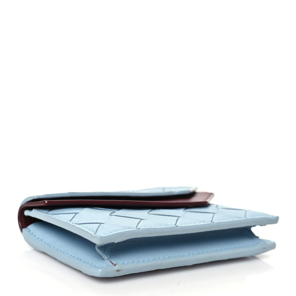 Nappa Intrecciato Small Check Bi-Fold Zip Wallet Ice Cherry