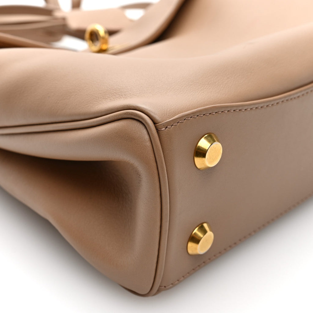 Natural Smooth Calfskin Mini Rodeo Top Handle Handbag Latte