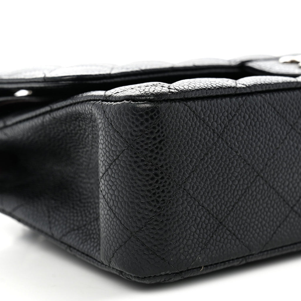 Caviar Quilted Medium Double Flap Black