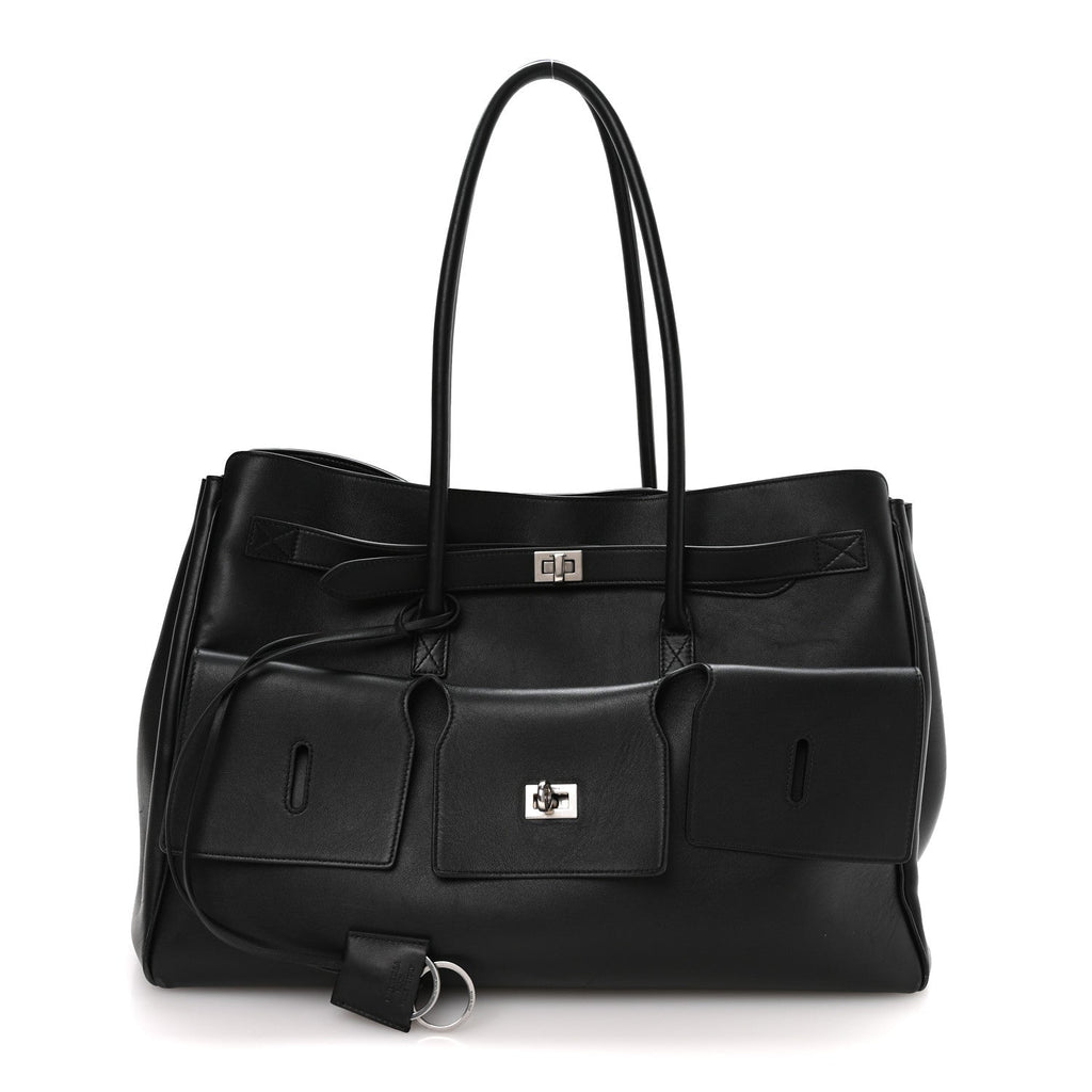 Smooth Calfskin Large Bel Air Carry All Bag Black