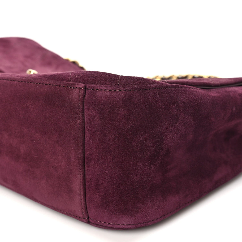 Suede Calfskin Small Souplissimo Maxi Flap Burgundy